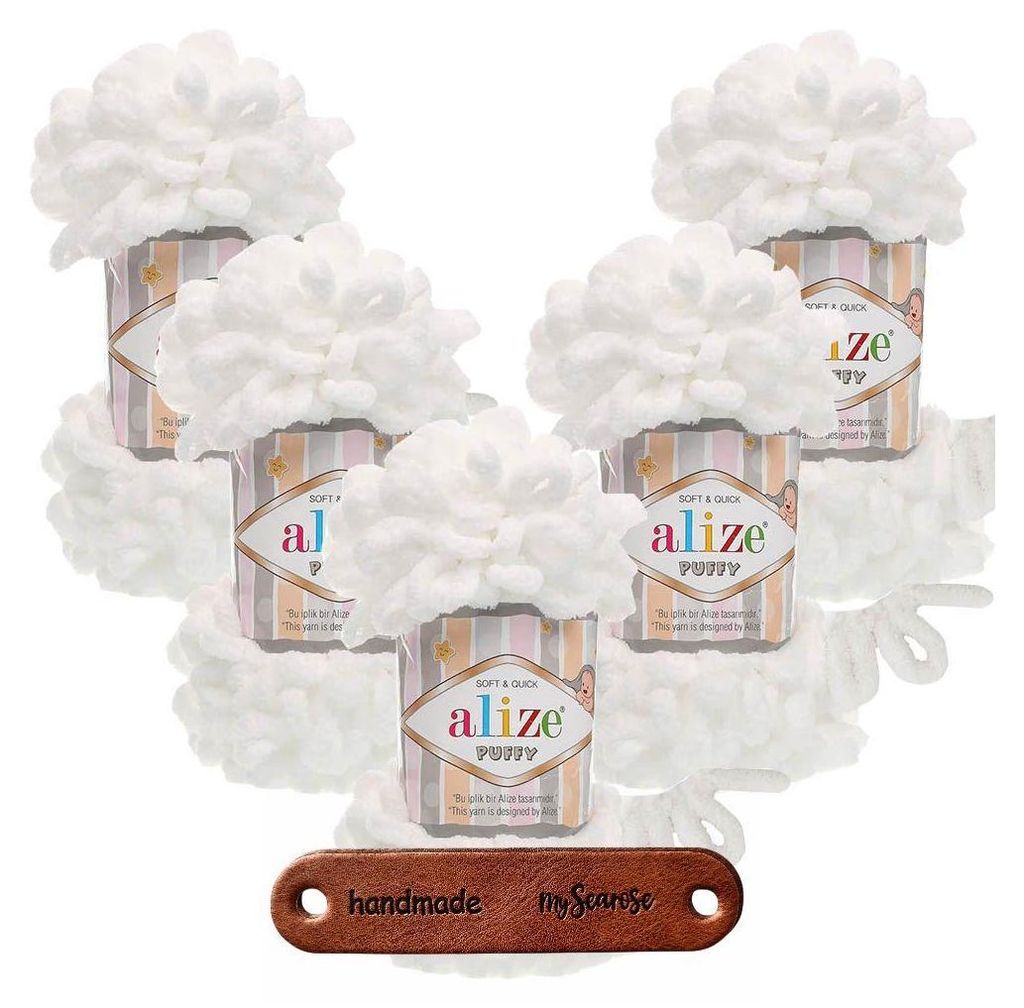 5 x ALIZE Puffy 55 White mit Label Produktbild 