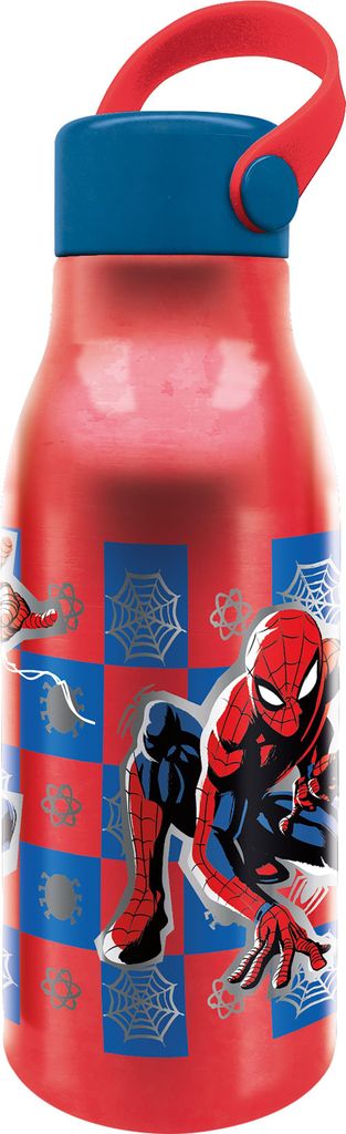 Tataway Marvel Rote Kinder-Wasserflasche aus Aluminium Spiderman 760 ml mit Silikonverschluss und Griff