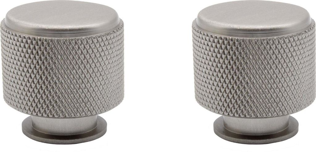 Natural Goods Berlin Möbelgriff TROMMEL, Möbelknopf, Schrankgriff, Knauf für Schublade und Tür, Silber, 2 Stück