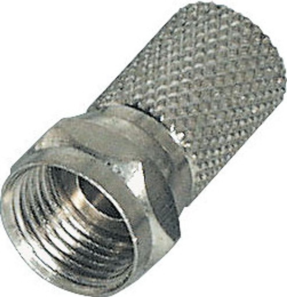 Transmedia Twist-On F-Stecker; Steckerlänge 18 mm, Zinkdruckguss, Innen-Ø 7,2 mm, FFZ 0 i