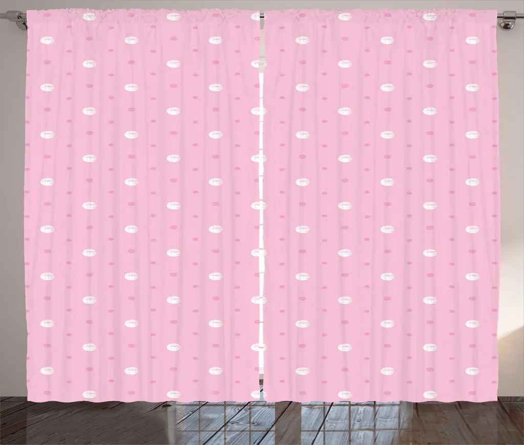 ABAKUHAUS Tenda rustica a pois rosa, motivo rotondo spazzolato, tende universali per soggiorno con passanti e ganci, 280 x 245 cm, rosa confetto bianco