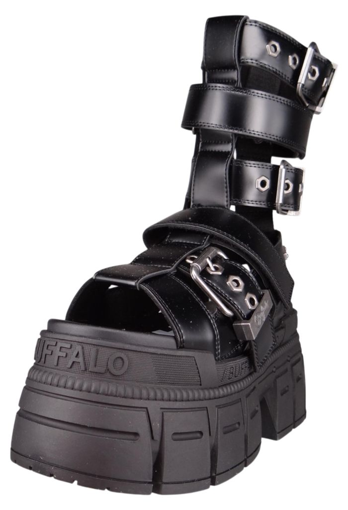 Buffalo Damen Komfort Sandalen Gospher Zeus 1602311 Schwarz