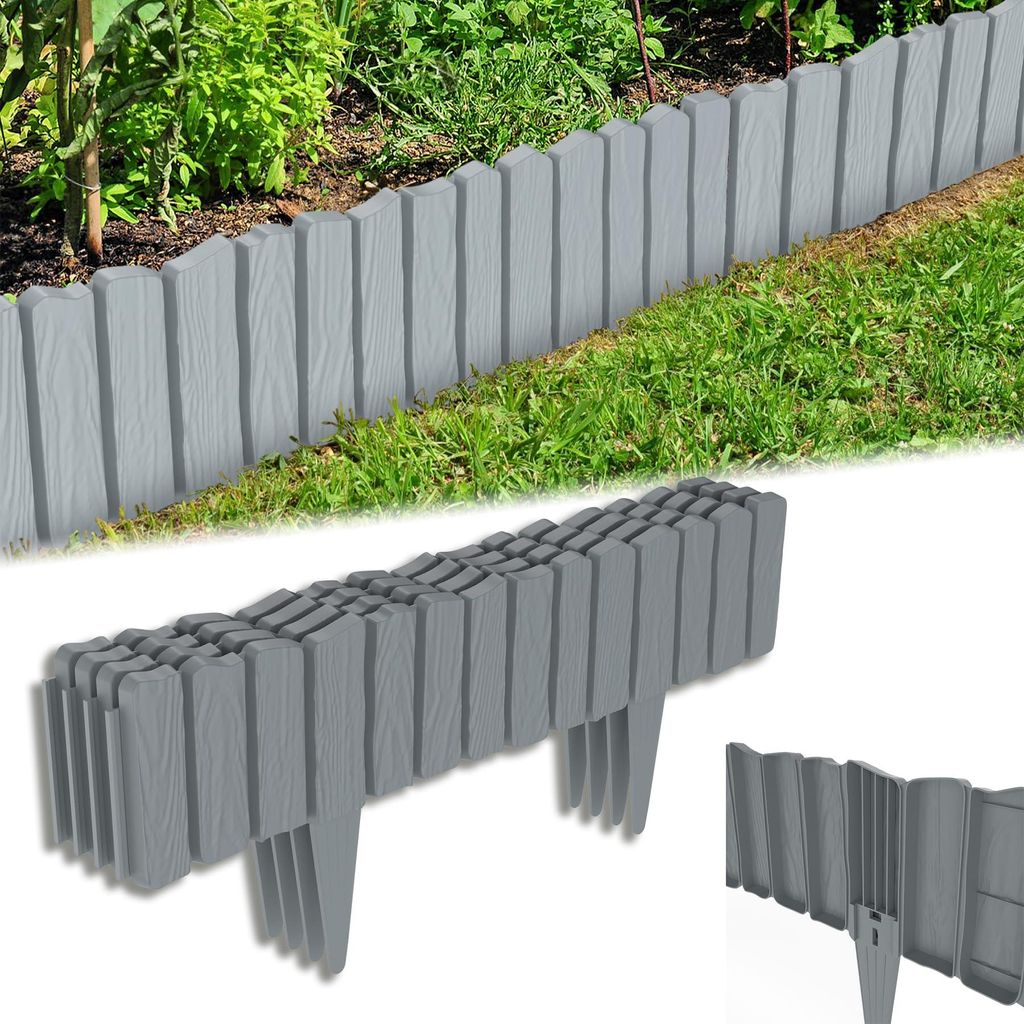 ACXIN 4,6 m Holzoptik Beeteinfassung aus PP Kunststoff, Beetumrandung Rasenkante Können Gespleißt Werden Gartenpalisade Beetzaun Blumenbeet Unter...
