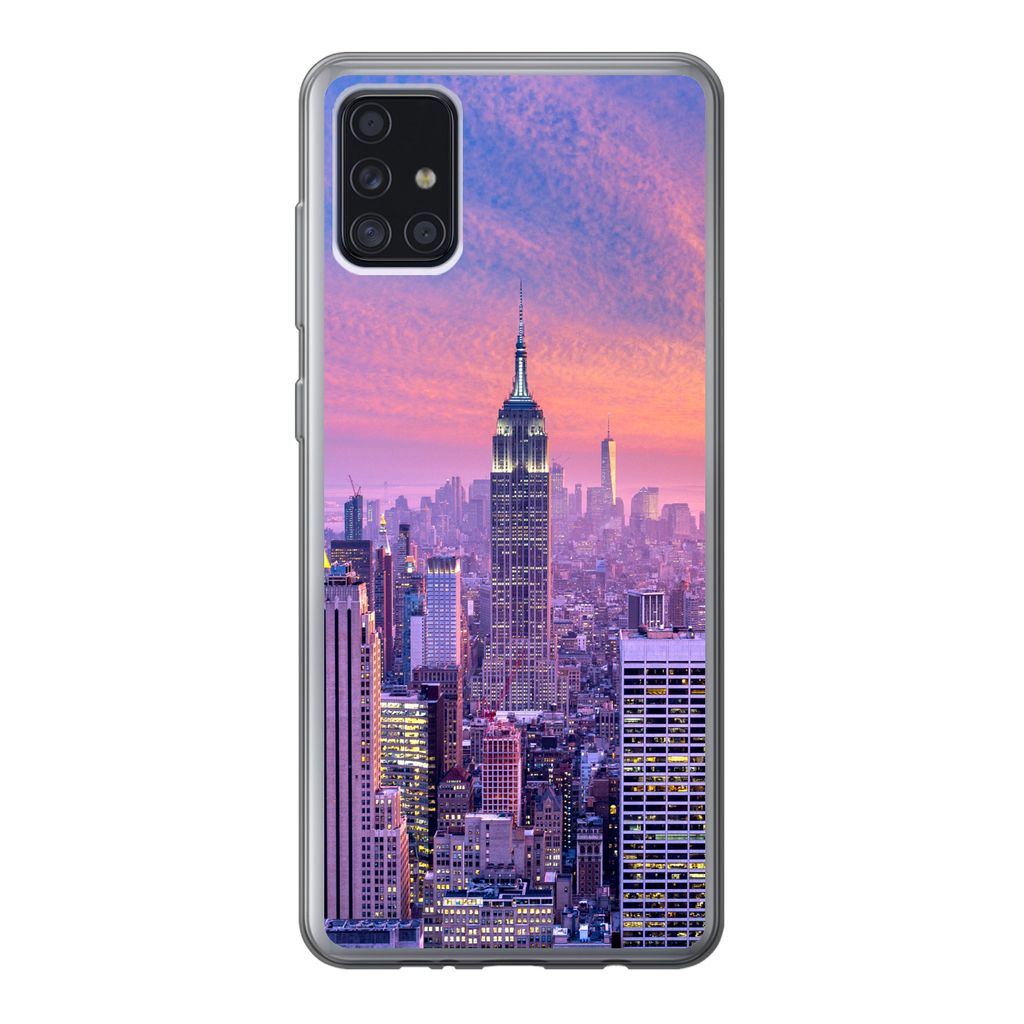 MuchoWow Handyhülle Schutzhülle Hülle für Samsung Galaxy A52 5G New York - Farben - Skyline Silikon Softcase Handy Hülle - Umschlag