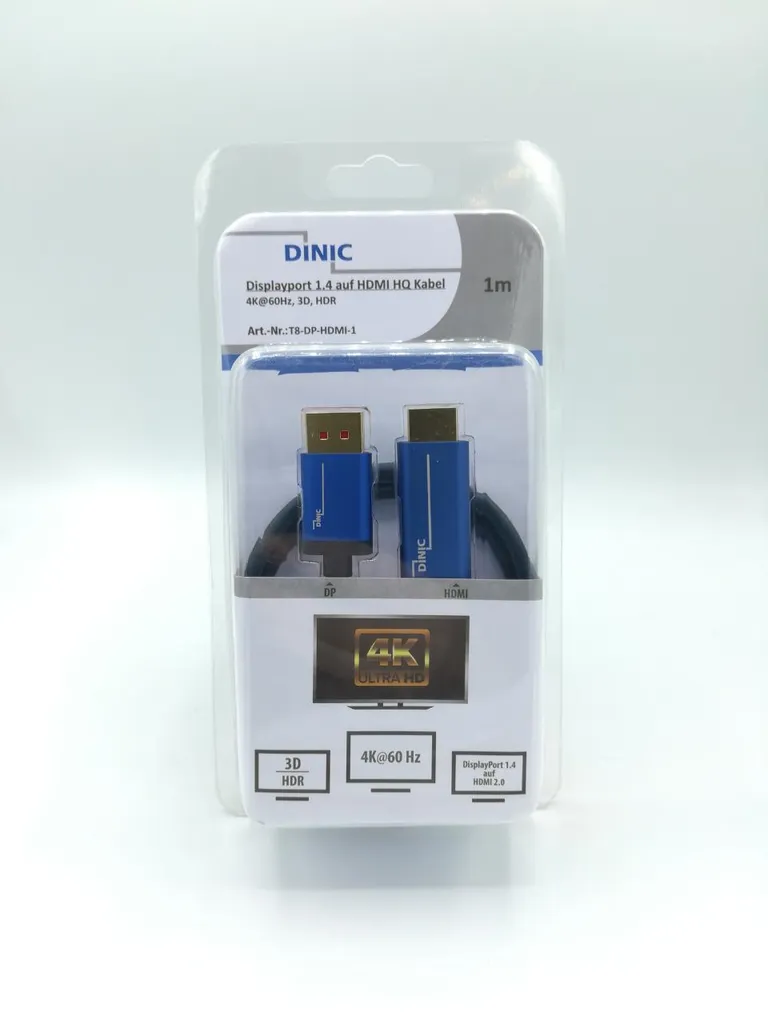 DINIC 1 m di cavo Premium T8 Displayport 1.4 a HDMI - da maschio a maschio