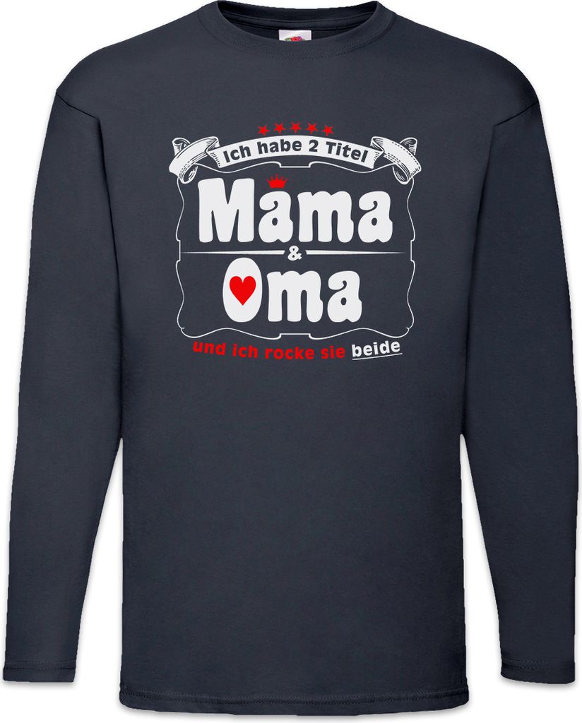 Urban Backwoods Beste Mama & Oma, Langarm T-Shirt, Farbe: Navy, Größe: S