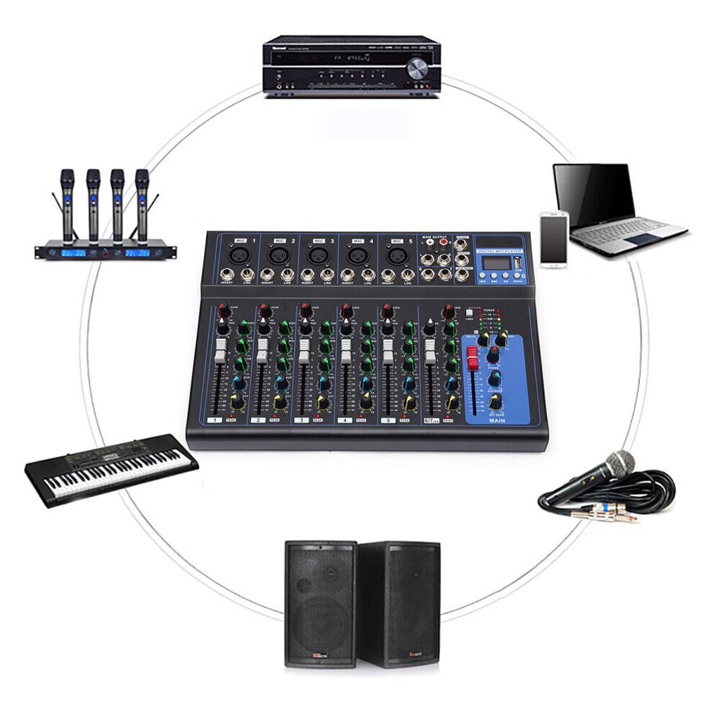 Bluetooth Mixer USB Live Studio Audio Mischpult DJ Konsole