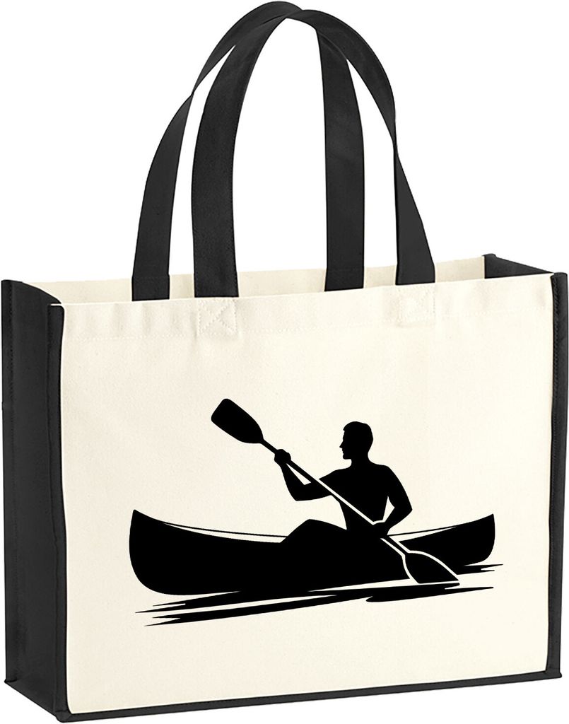 Huuraa Jutetasche Canoeing Kajakfahren 21 Liter Black Jute und Baumwolle Einkaufstasche Geschenkidee
