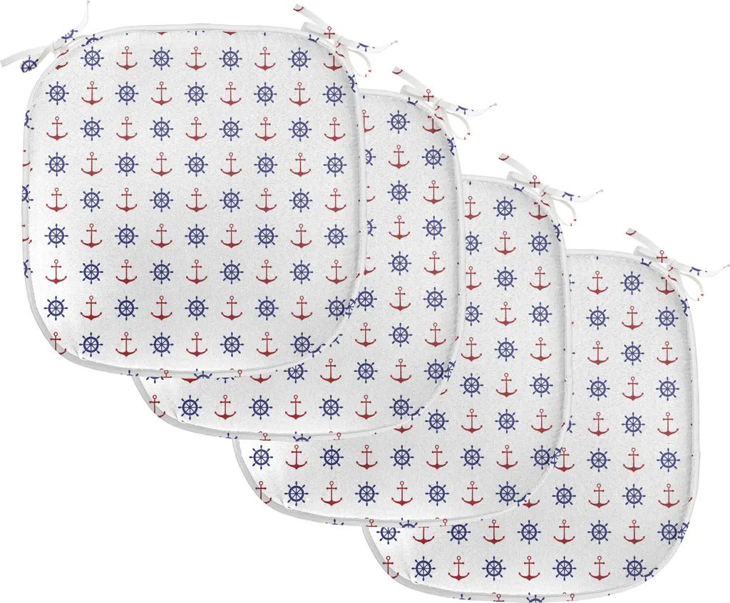 Coussins pour Siège de Cuisine à Motifs Nautiques avec Attaches 40x40 cm