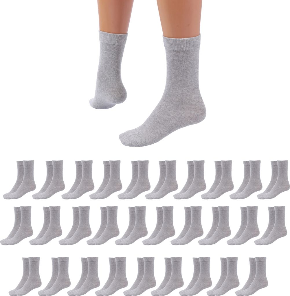 Betz 30 Paar Socken Damen und Herren – Baumwolle mit Komfortbund ohne drückende Naht – Classic – Größen 35 – 38 Farbe Grau