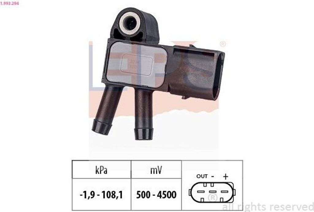EPS 1.993.294 Abgasdruck Differenzdrucksensor passend für MERCEDES-BENZ E-Klasse Limousine (W212) E-Klasse T-modell (S212) SPRINTER 3,5-t Kasten (...