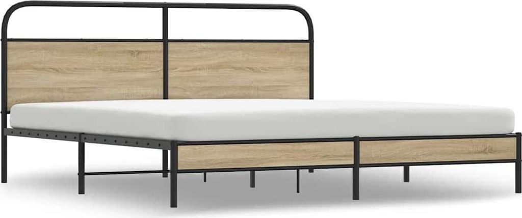 vidaXL Metallbett ohne Matratze Räuchereiche 200x200 cm