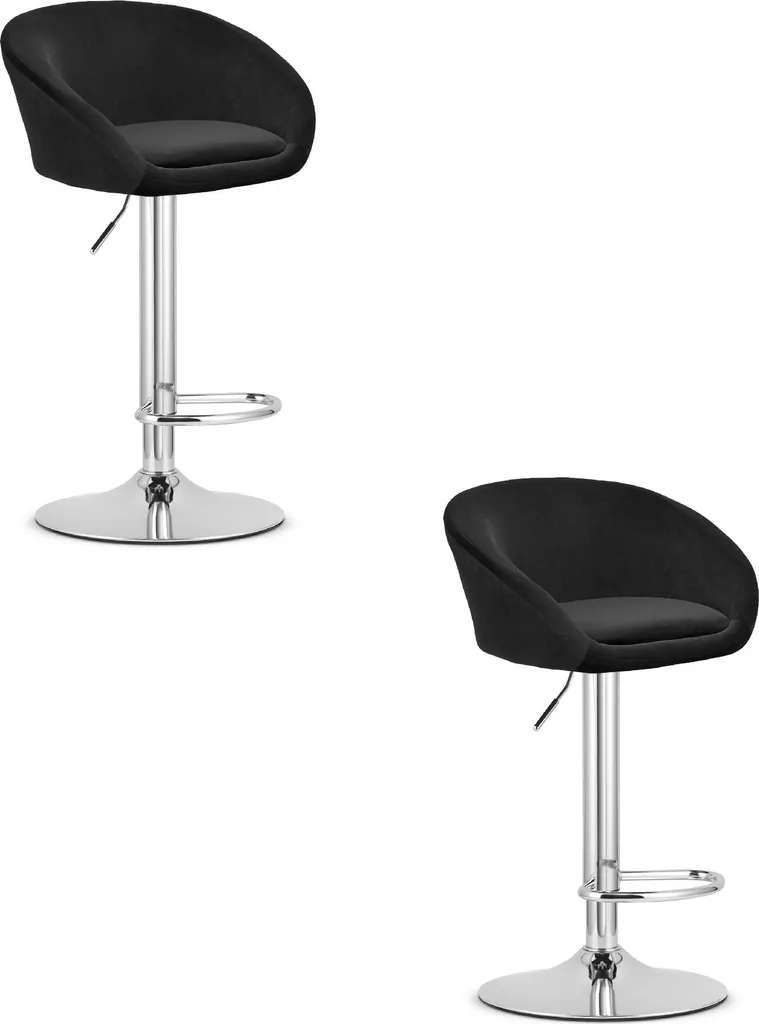 Set 2 Sgabelli Orientali Velvet Noir & Chrome - Il Lusso a Casa Tua