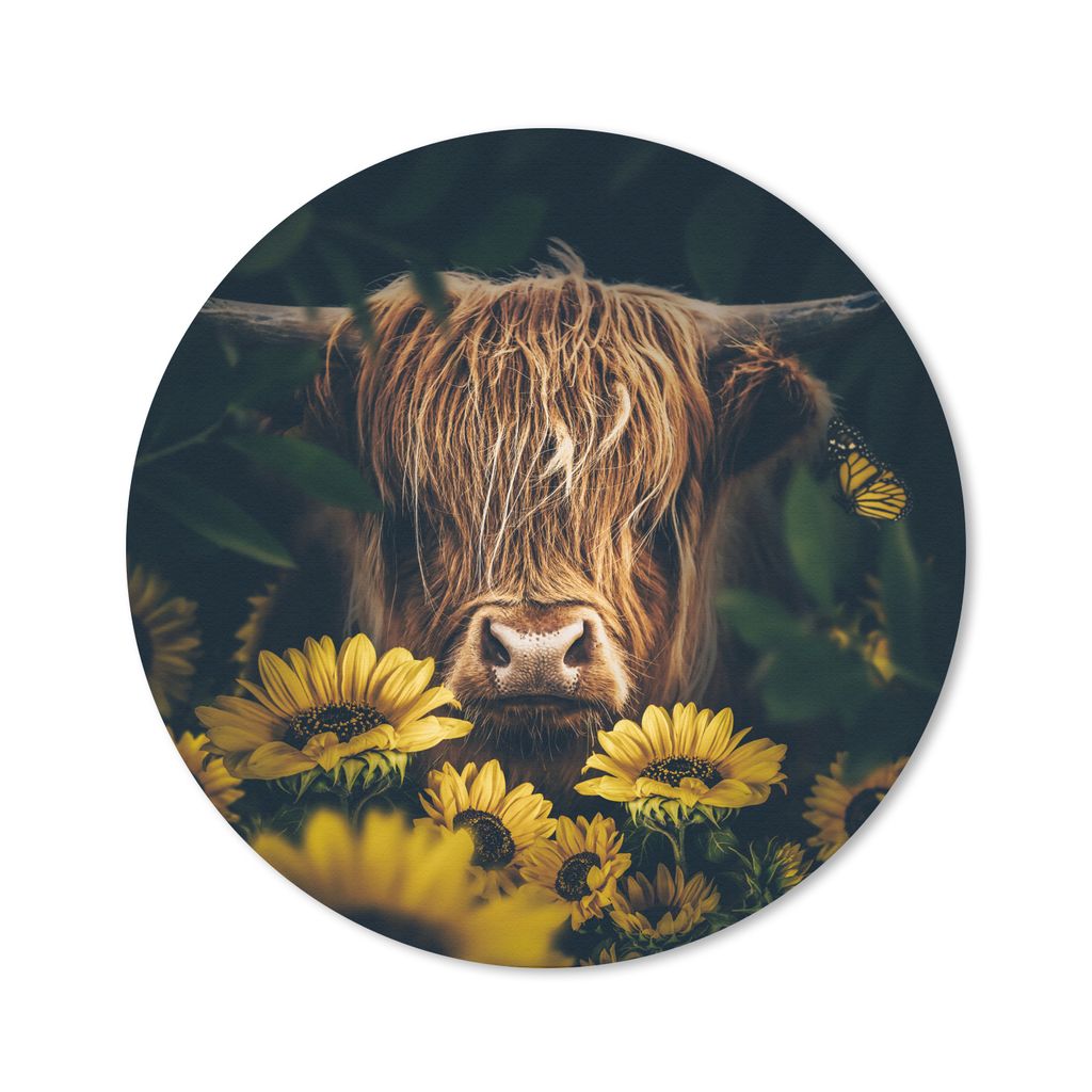 MuchoWow Mauspad Mousepad Schottische Highlander - Blumen - Kuh - Botanisch - Tiere 20x20 cm - Mousepads - Maus Mat - Pad - Mausunterlage - Schre...