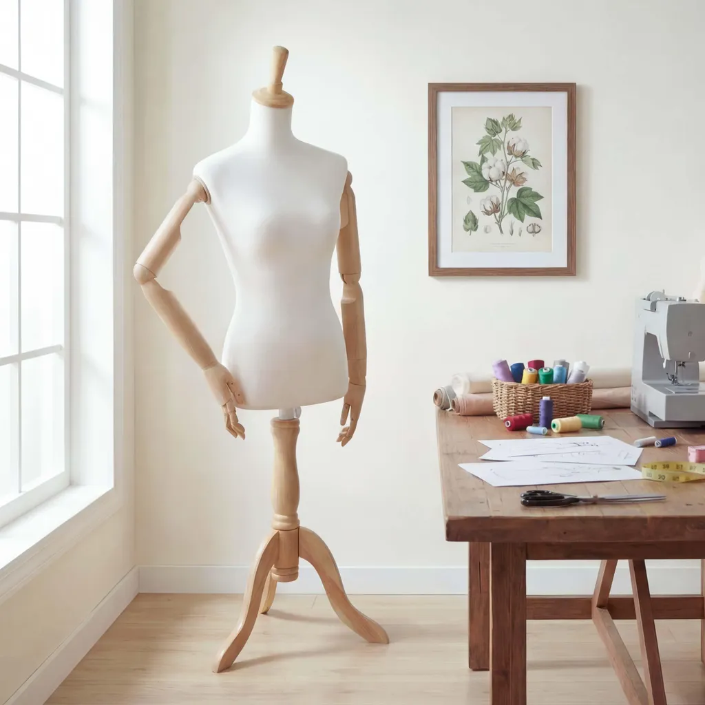 Mannequin de couture pour création de vêtements avec mains articulées bois