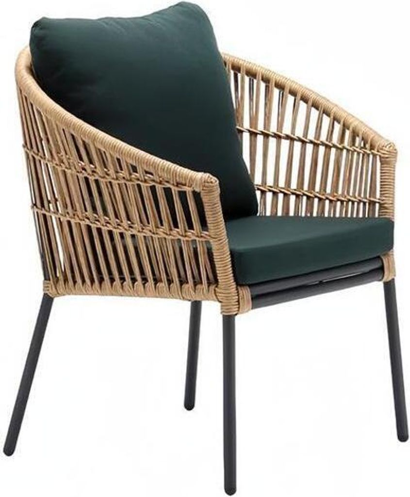 Modern Rattan Sessel 1 Sitzer stilvoll Grün Terrasse Luxus Design Möbel
