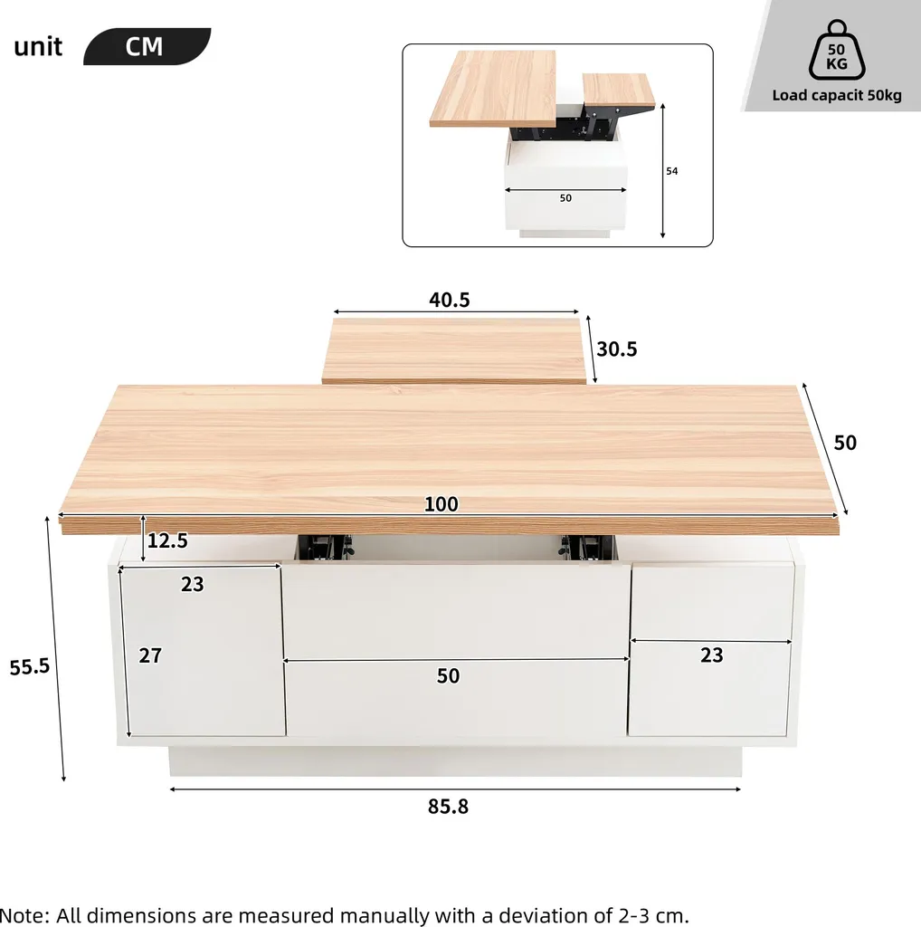Table Basse Salon pour Manger et Travailler avec Plateau Réglable