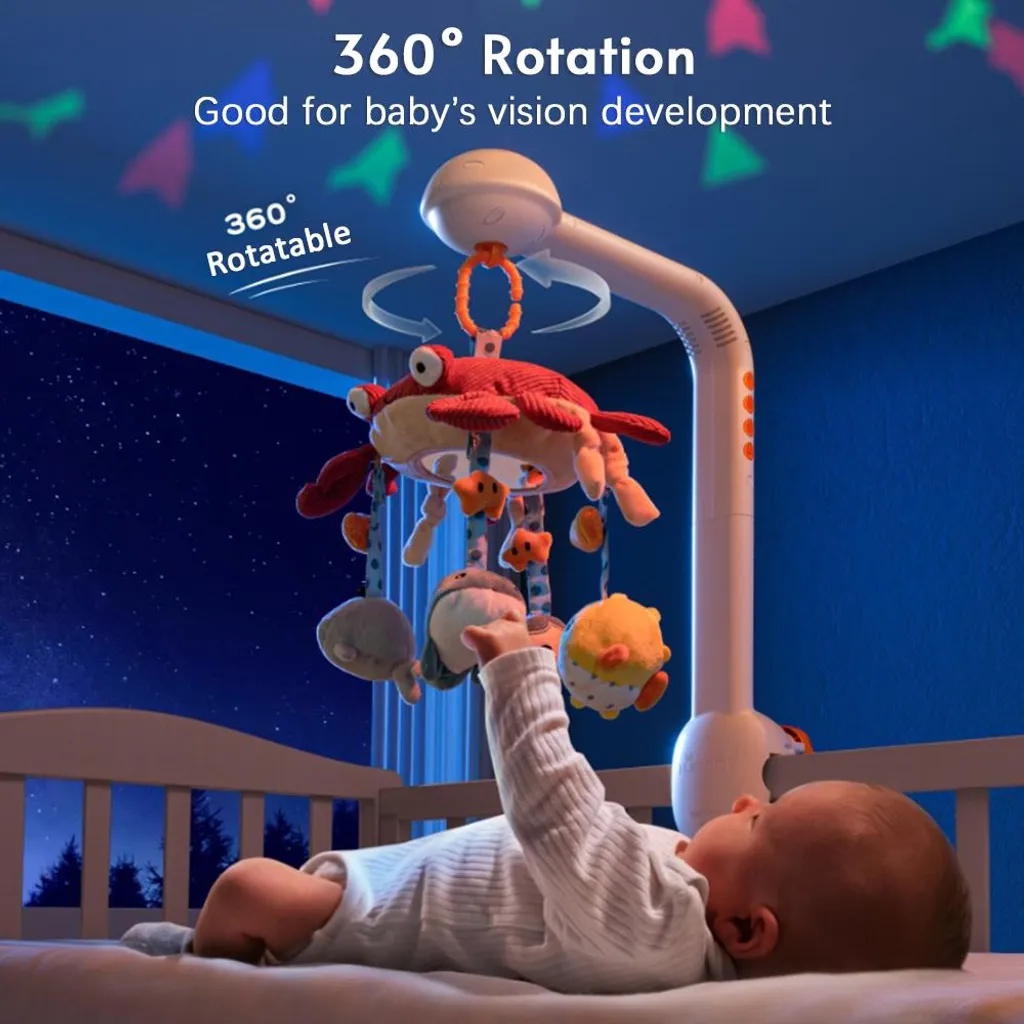 Veilleuse Projecteur Bébé et Mobile de Lit Musical Crabe Multifonction - 4