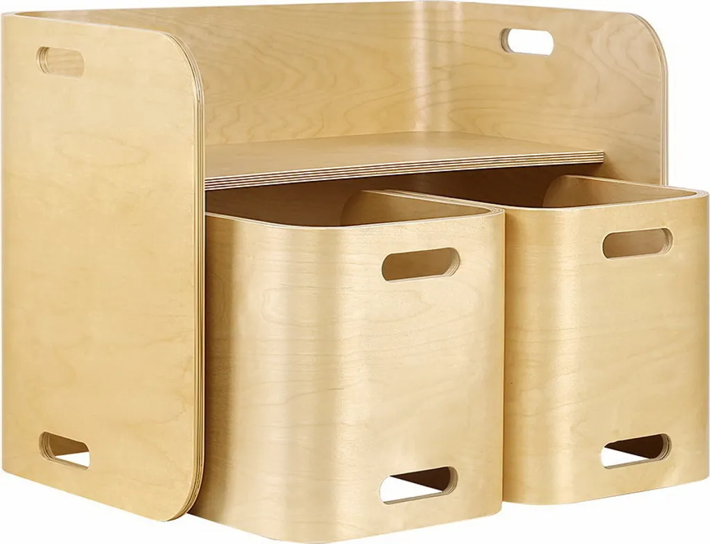 Table enfant en bois massif et chaises ergonomiques - Finition soignée