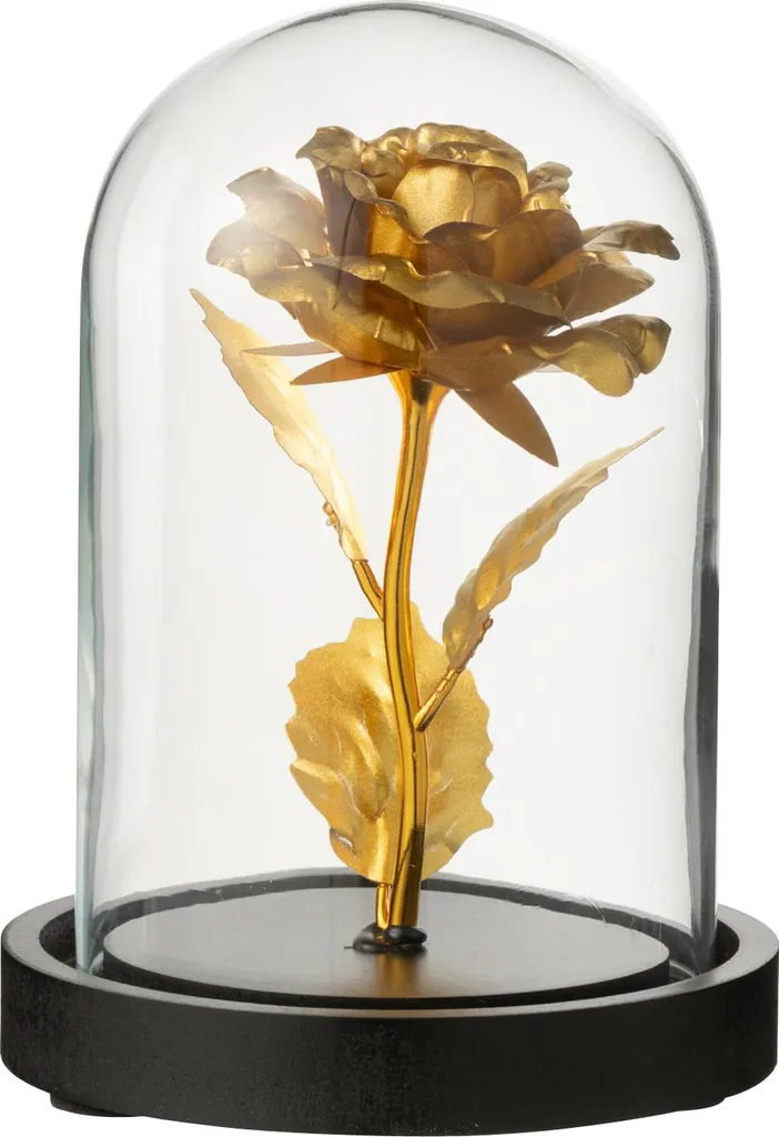 Cloche décorative en verre doré et noir J-Line - Style Rose chic petit