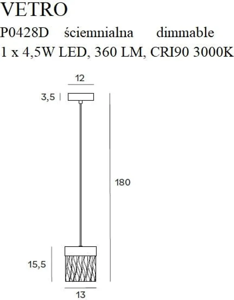 Luminaire suspendu LED doré VETRO pour plafond haut et ambiance cosy