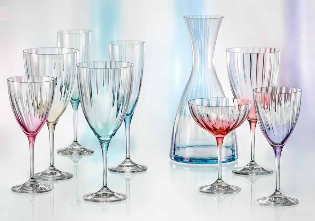 Rotweingläser Bohemia Kristallglas Weinglas, Model Kate Optic, Mehrfarbig, 400 ml, 6er Set