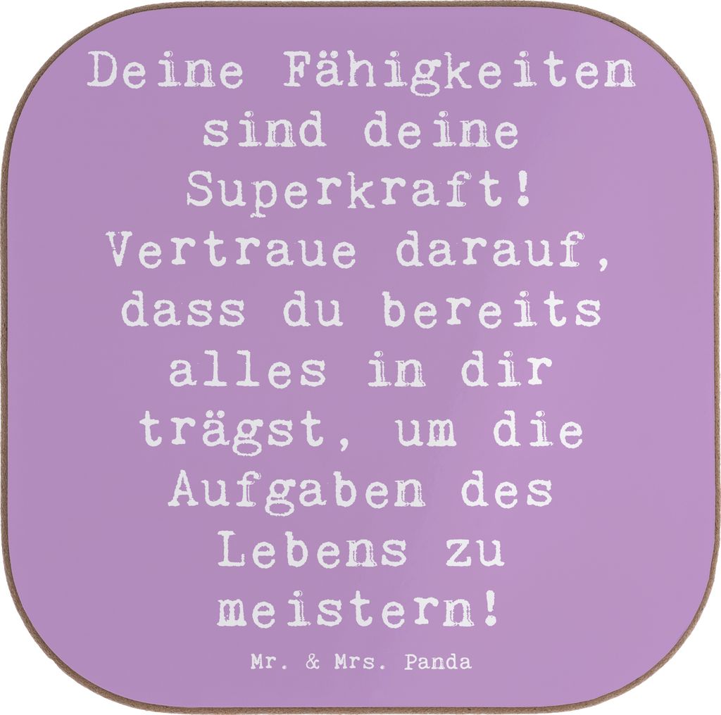 Mr. & Mrs. Panda Untersetzer für Gläser Spruch Vertrauen in Fähigkeiten - Lavendeltraum - Geschenk, Zuversicht, ermutigende Geschenke, Tischunte...