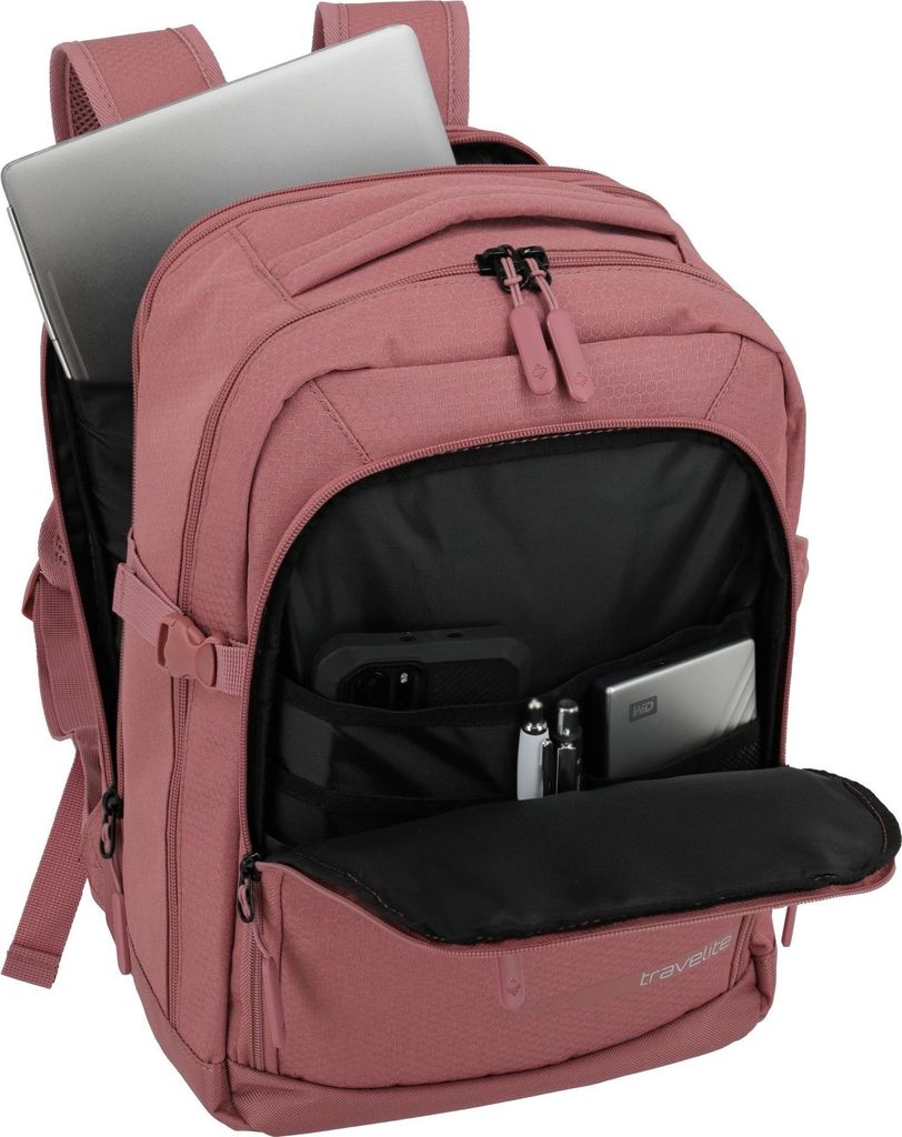 Travelite Reise Rucksack Daypack Cabin Size Bordgepäck 13" Laptopfach auch für Billigflieger rosé