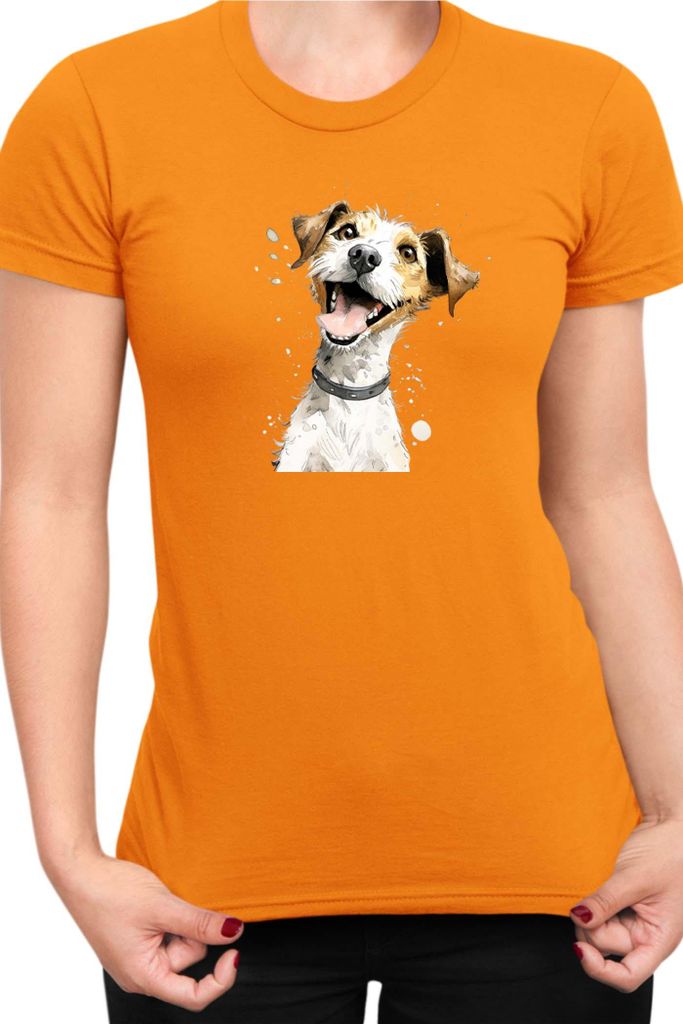 Damen T-Shirt Funny Dogs Breeds Jack Russel Terrier Dog Breed, Lady S / Orange