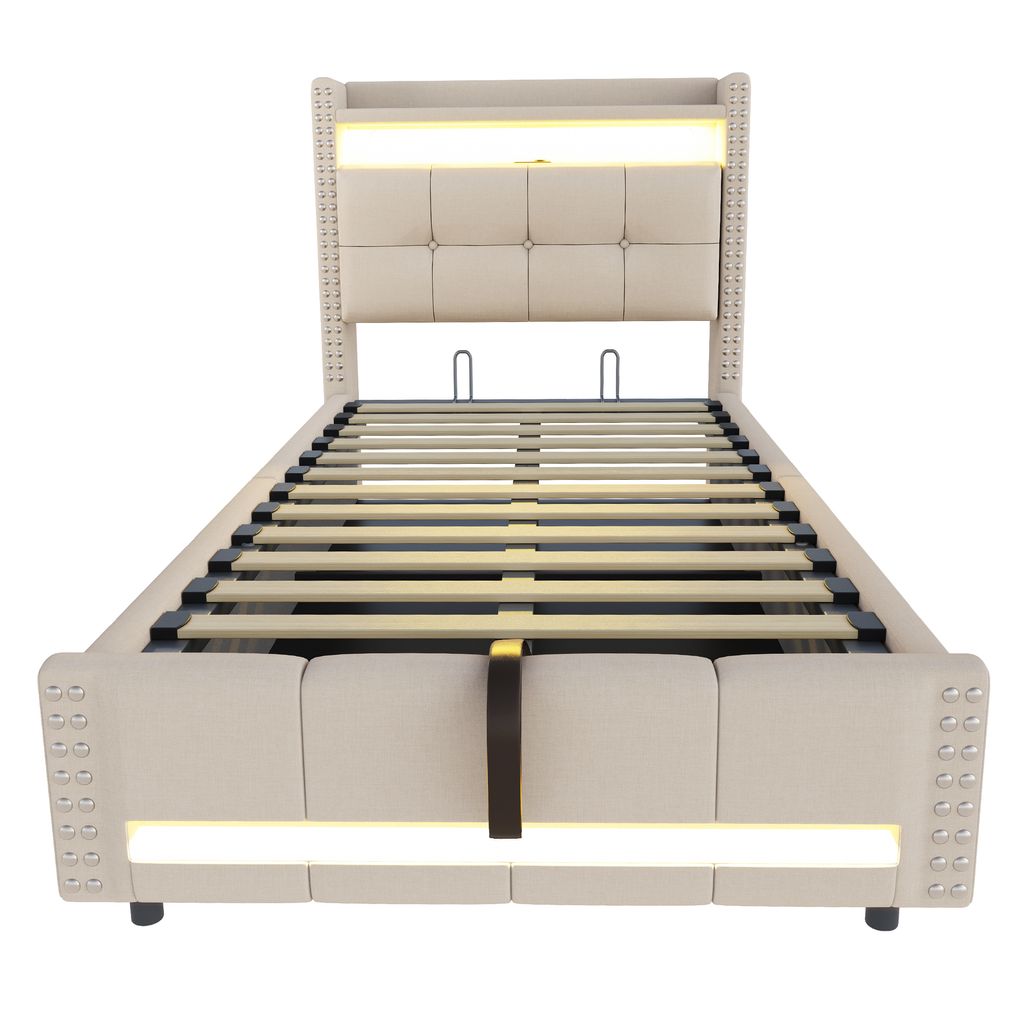 Flieks Polsterbett 90x200cm mit Ladefunktion (USB & Produktbild 