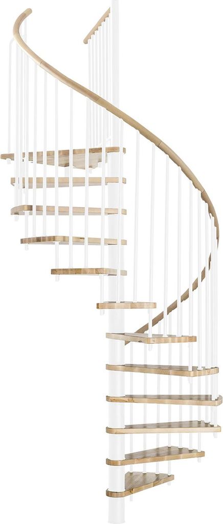 Minka Spindeltreppe Spiral Wood 38 - 305,5cm Geschosshöhe Eiche Weiß 160cm Durchmesser