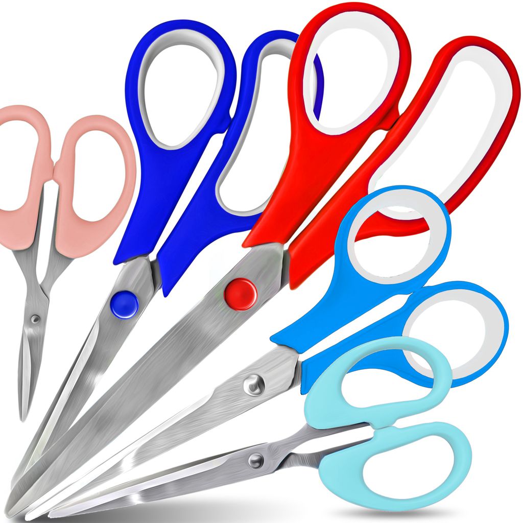 Scheren Set mit Soft-Grip | Haushaltsschere | Stoffschere | Bastelschere | Universalschere | 5-teilig verschiedene Größen Edelstahl | Retoo