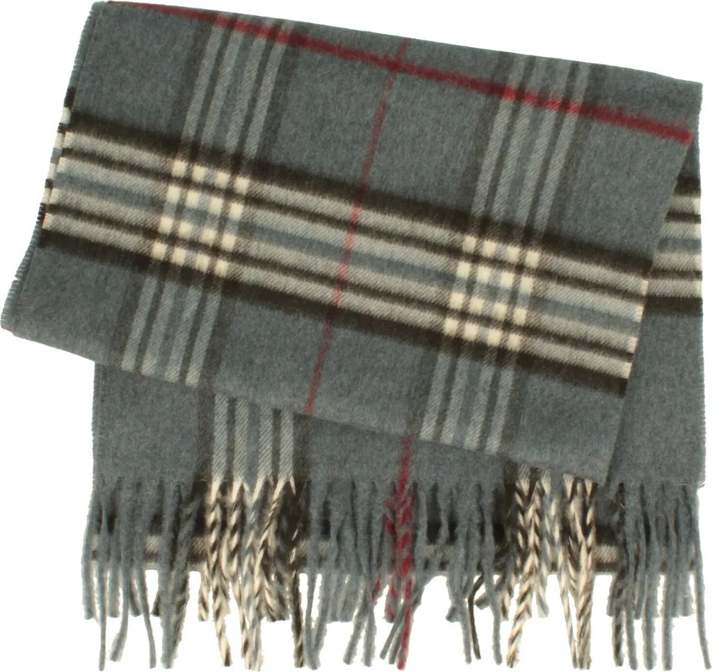 Foulard à carreaux tartan Hut-Breiter en cashmink doux avec franges