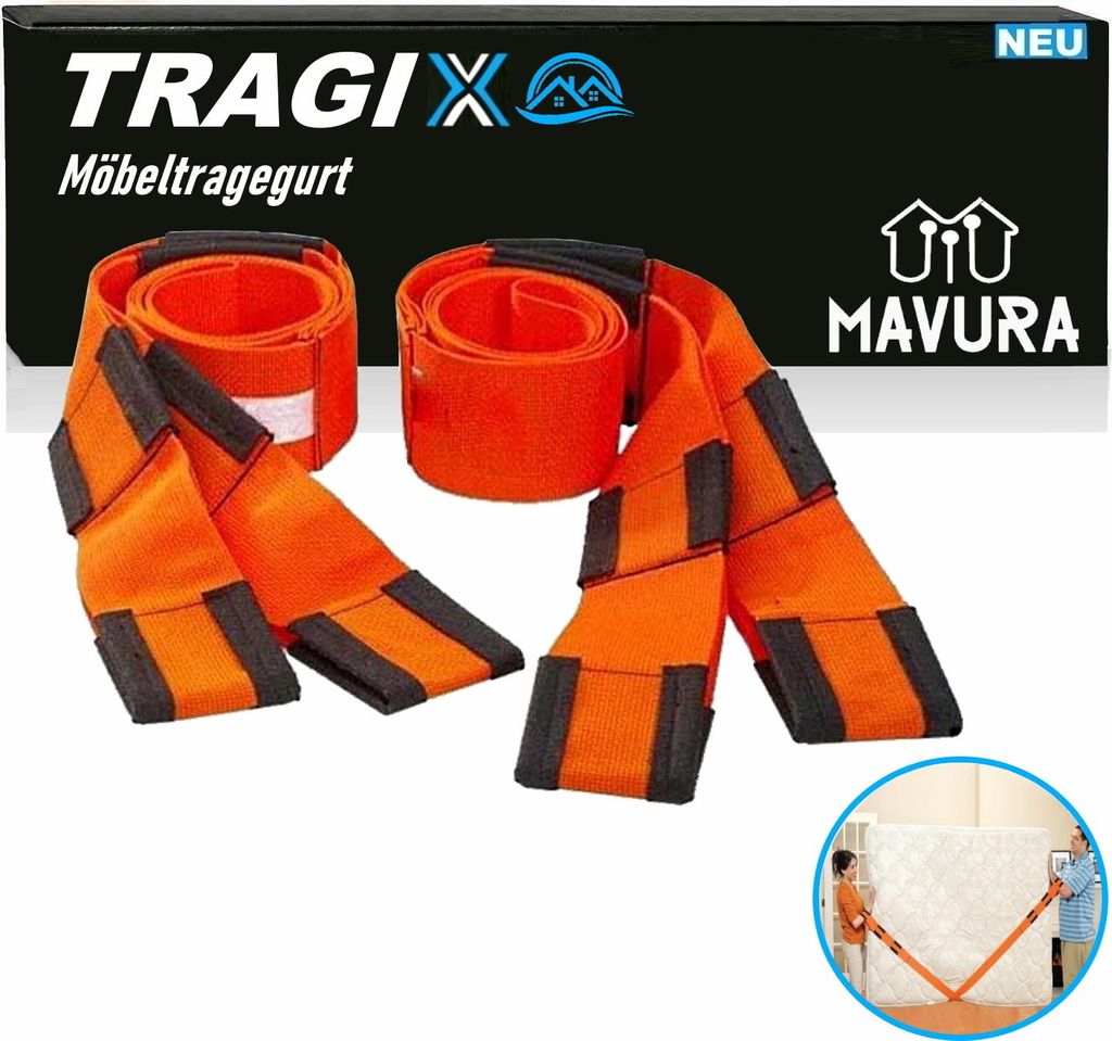 TRAGIX Hebegurt Tragehilfe Möbel Tragegurte Tragegeschirr Produktbild 