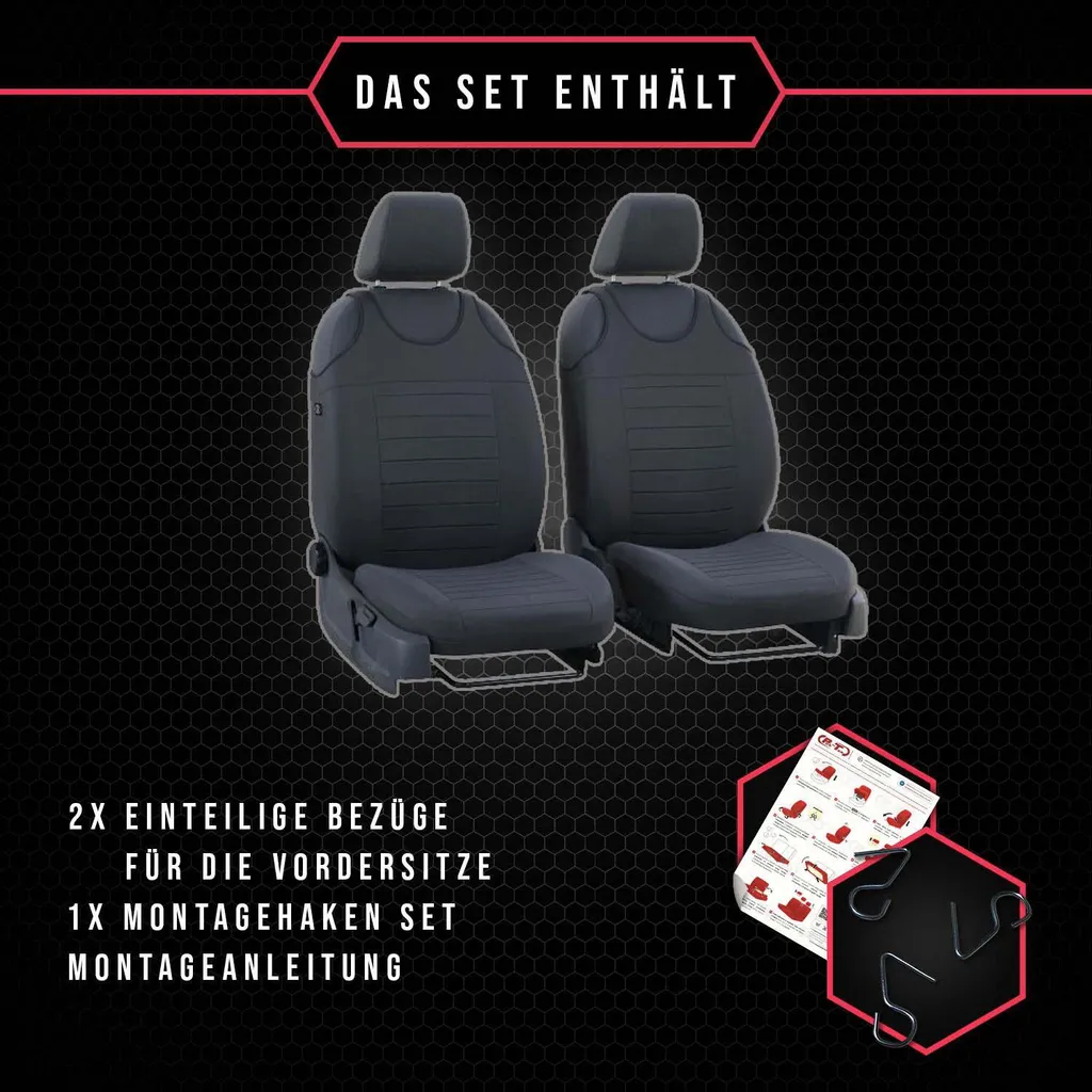 Coprisedili Auto Ford Fiesta MK4 Grigio Universali Set 2 Posti Anteriori - 8