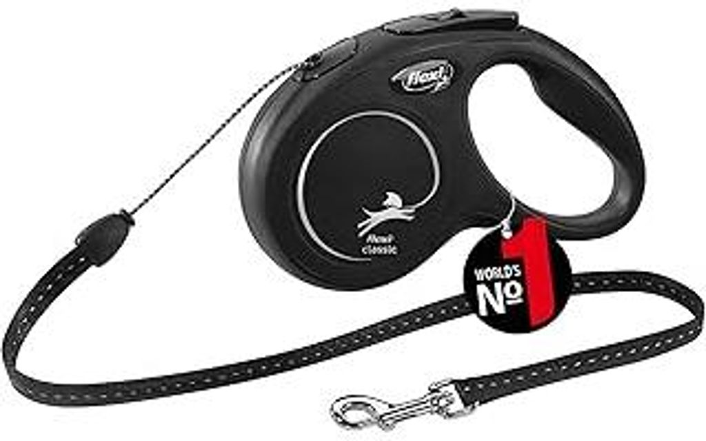 flexiClassic S Seil 5 m schwarz, Roll-Leine für Hunde bis 12 kg