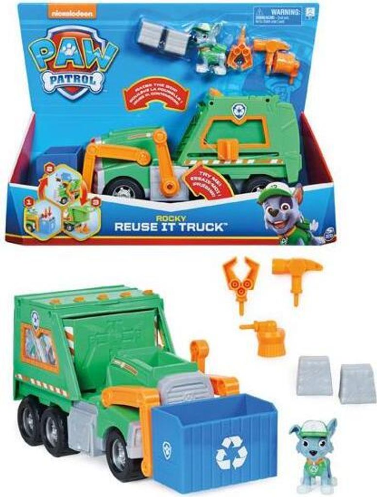Paw Patrol Rocky's Deluxe Recycling Truck con figura da Immagine del prodotto 