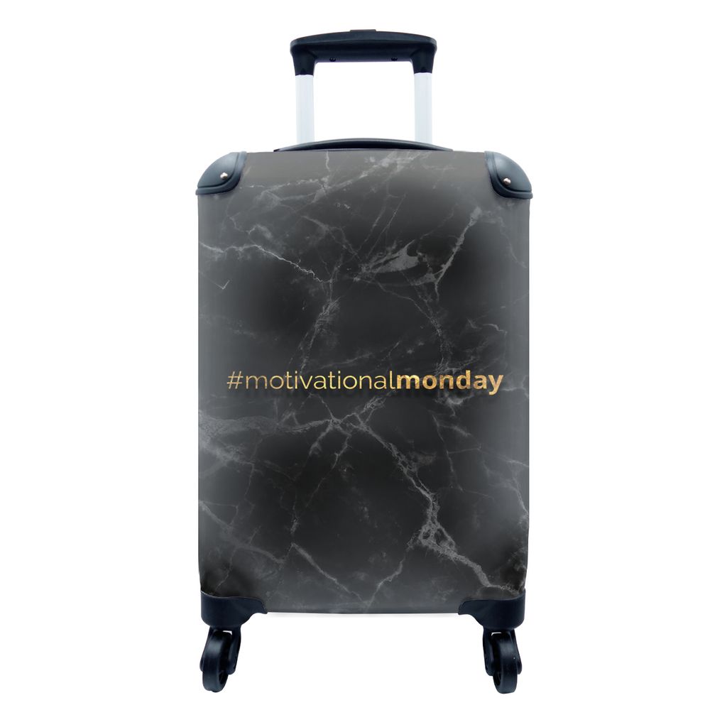 MuchoWow Koffer Handgepäck Trolley Rollkoffer Kleine Reisekoffer mit 4 Rollen - Zitat - Motivation - Gold - Marmor - Cabin Size < 55x40x23 cm & ...