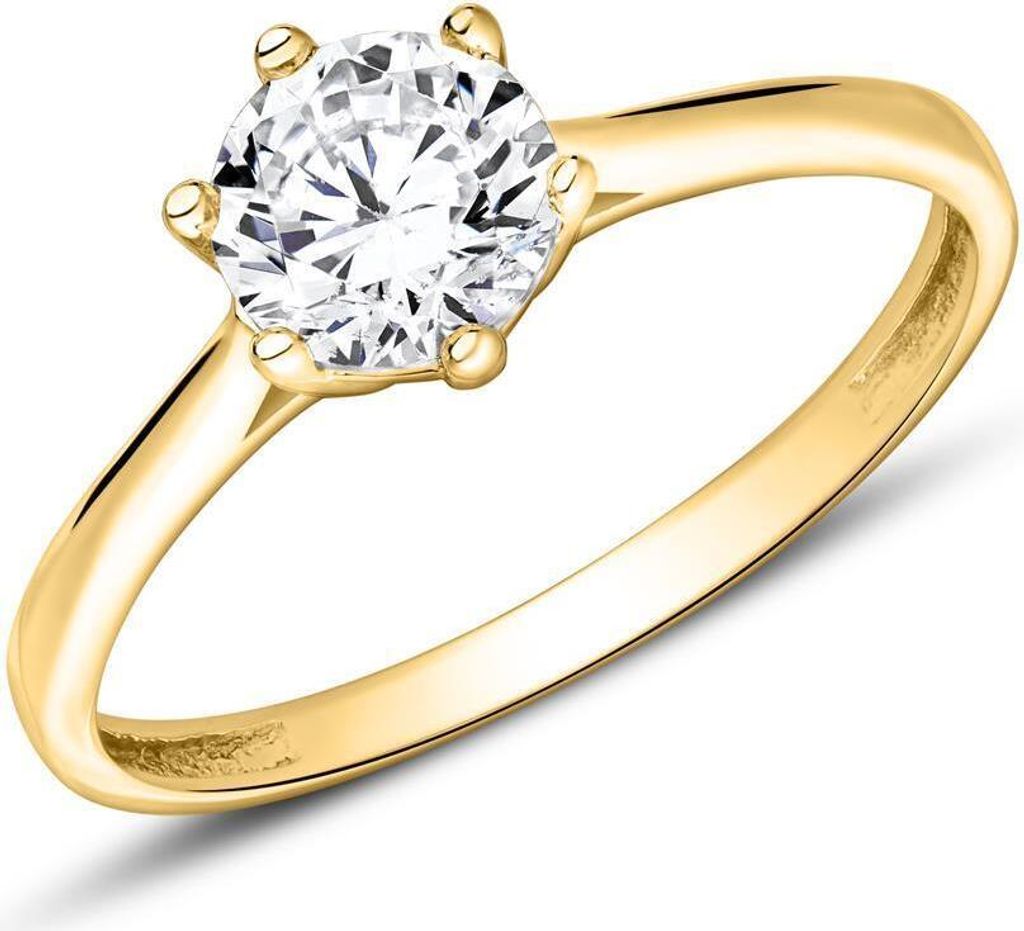 Zirkonia Krappenfassung Verlobungsring von JEWLIX aus 9K Gelbgold 375