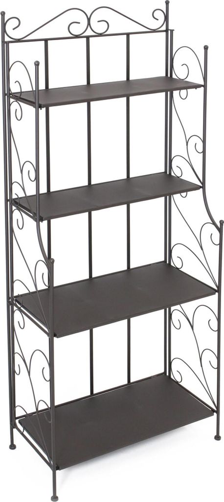 großes Metallregal mit 4 Böden, schwarz, im Antik Design