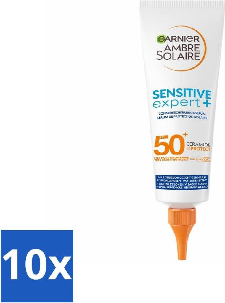 Garnier - Ambre Solaire - Sonnenschutzserum - Sensitive Expert - LSF 50+ - 125 ml - Vorteilspack - 10 Stücke