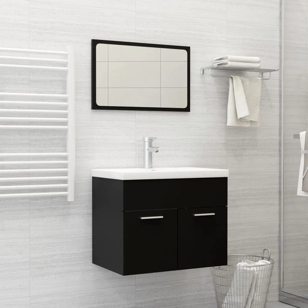 Arredo Bagno Nero Legno The Living Store | Set 2 Pezzi per Famiglia