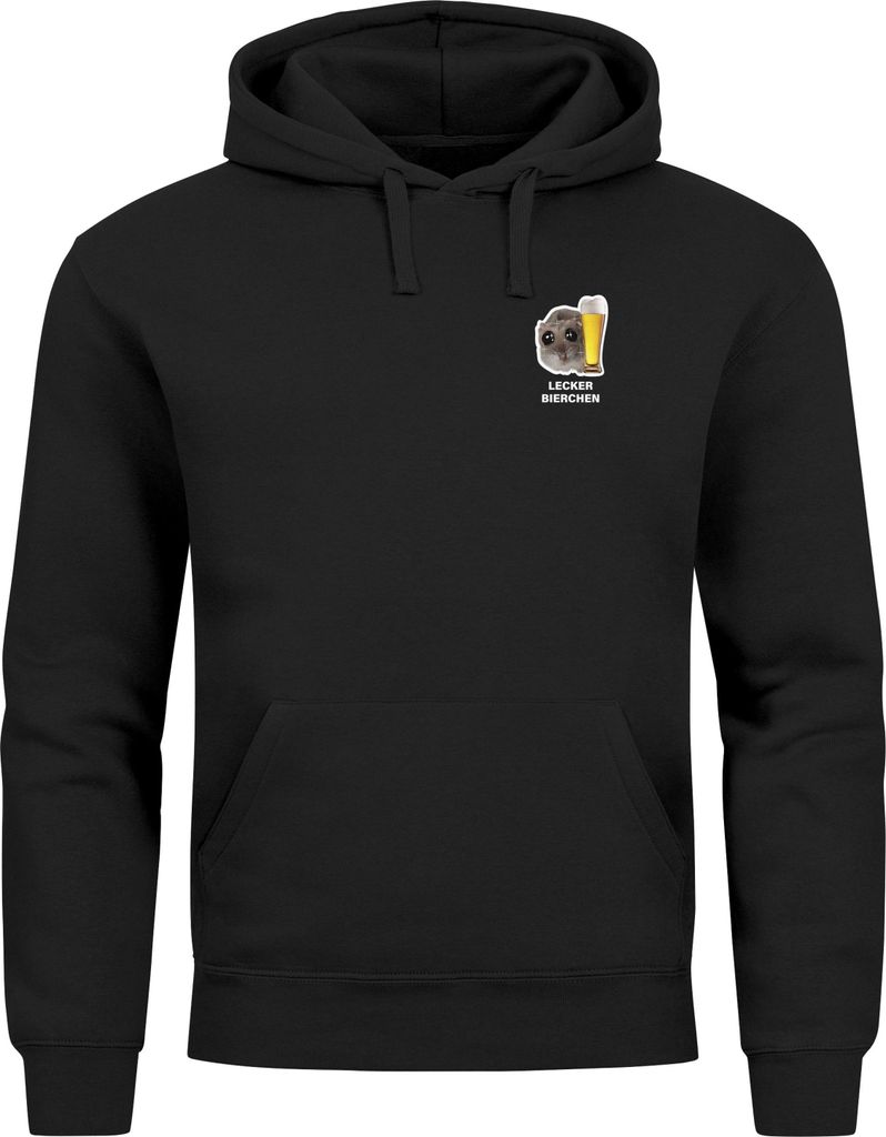 Hoodie Herren für das Lecker Bierchen Sad Hamster Ersatz Tracht Pullover Volksfest Bierfest Outfit Spruch Lustig Moonworks