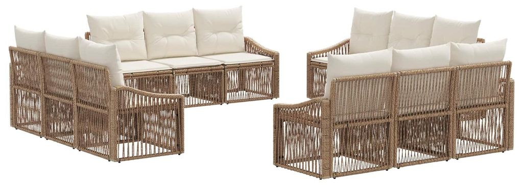 vidaXL Gartensofa-set 12 pcs Beige Poly-Rattan