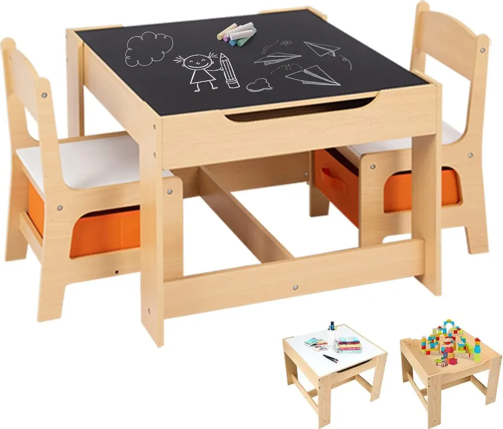 Ensemble Mobilier Enfant Stable et Sécurisé Table avec Chaise en Bois