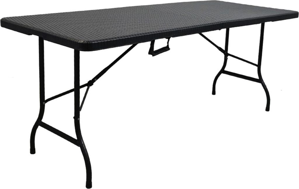 Buffettisch klappbar | HxBxT 74x180x74cm | mit Tragegriff | für 8 Personen | Kunststoff wetterfest | Rattan Optik, Schwarz | Klapptisch Tragbar Ca...