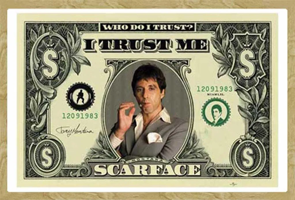 Cadre photo Scarface Dollar Shinsuke Maxi MDF hêtre avec vitre durable