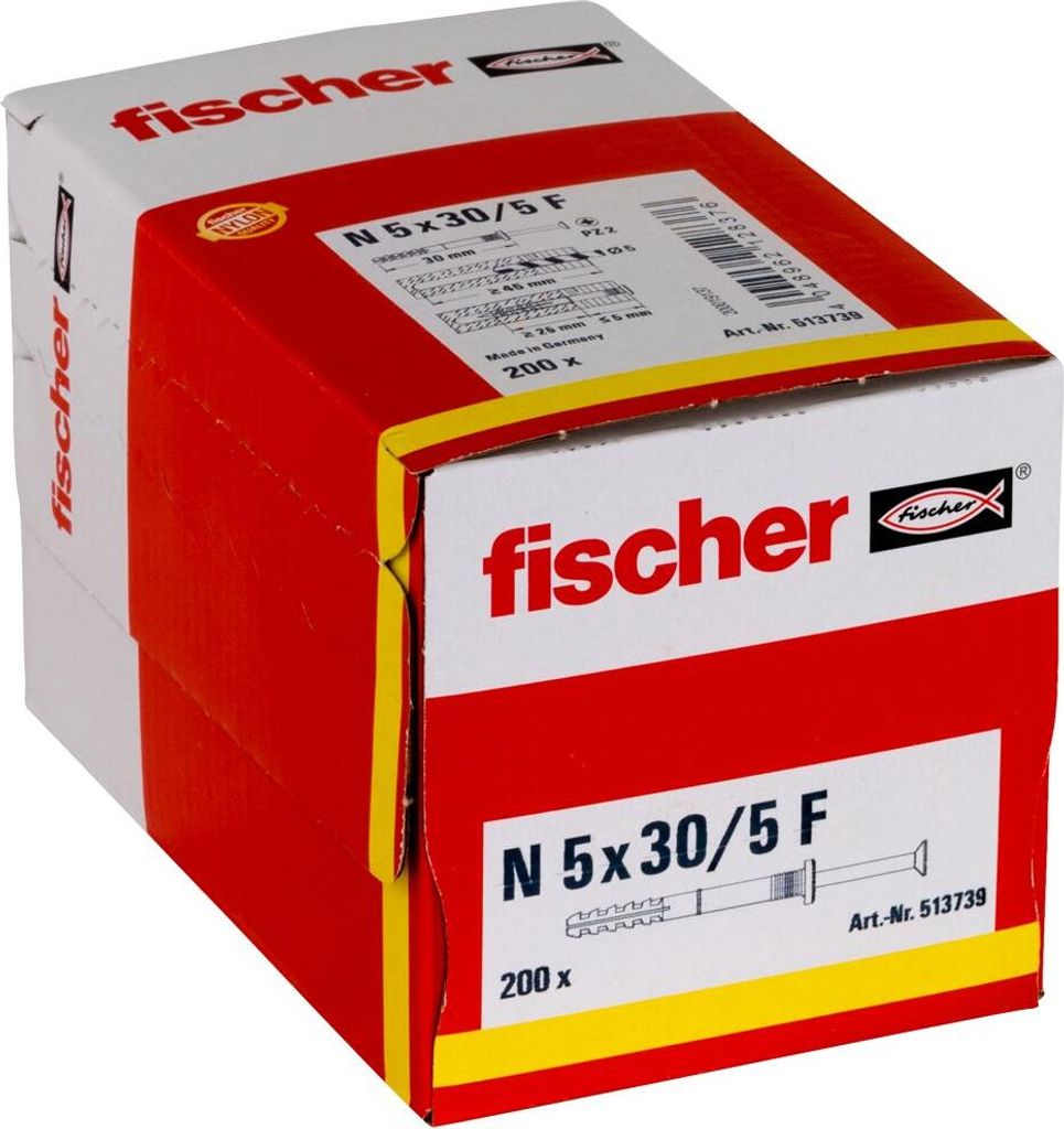 Fischer Einschlagdübel N 5 x 30/5 F (200 Stück)