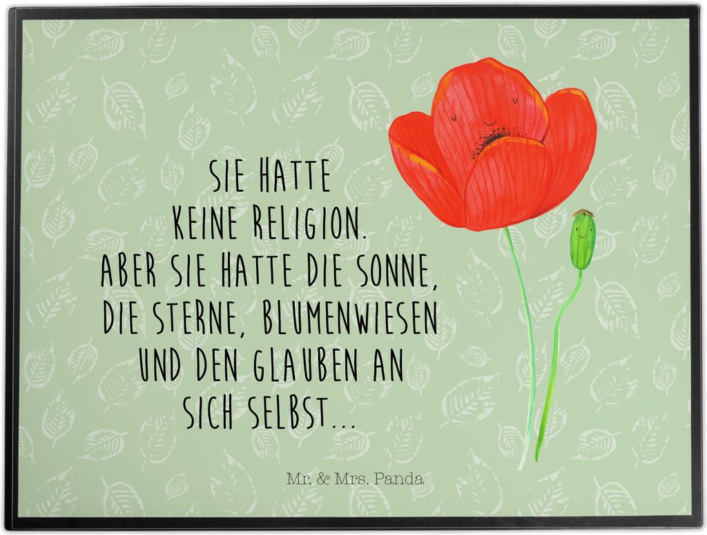 Mr. & Mrs. Panda Tischunterlage Blume Mohnblume - Blattgrün - Geschenk, Glaube, Garten, Mohn, tischpad, schreibtischunterlagen, Schreibunterlage, ...