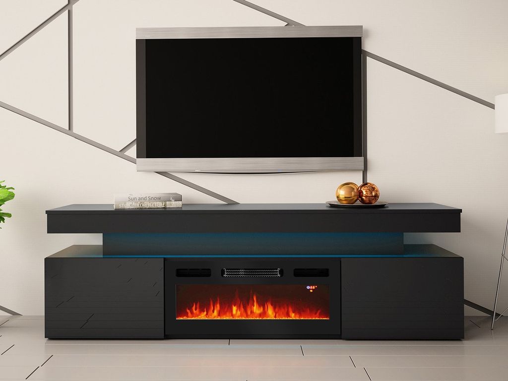 MIRJAN24 Mobiletto TV EF 2D Glossa con camino, fiamma Immagine del prodotto 